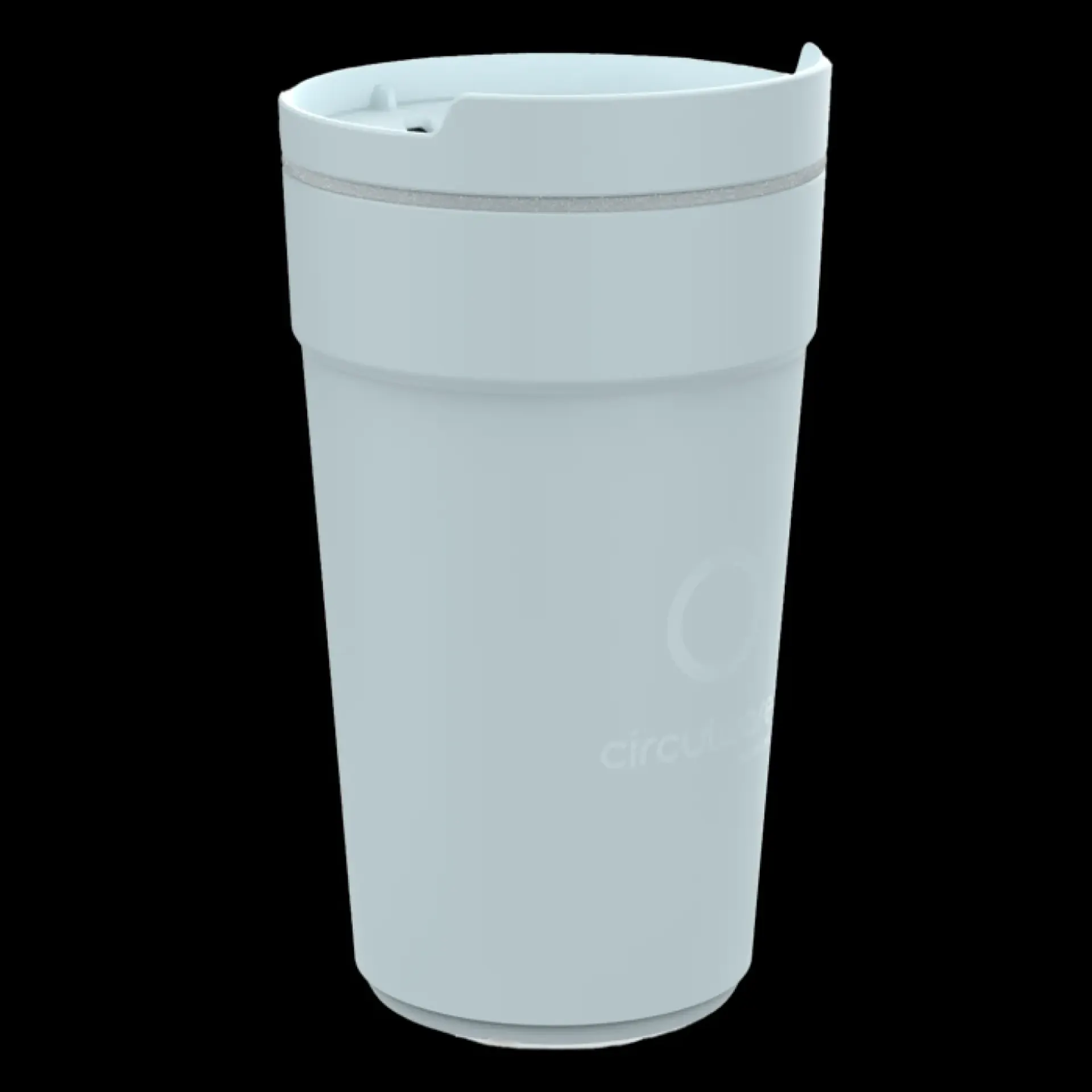 Lichtblauwe koffiebeker van 40cl met deksel.