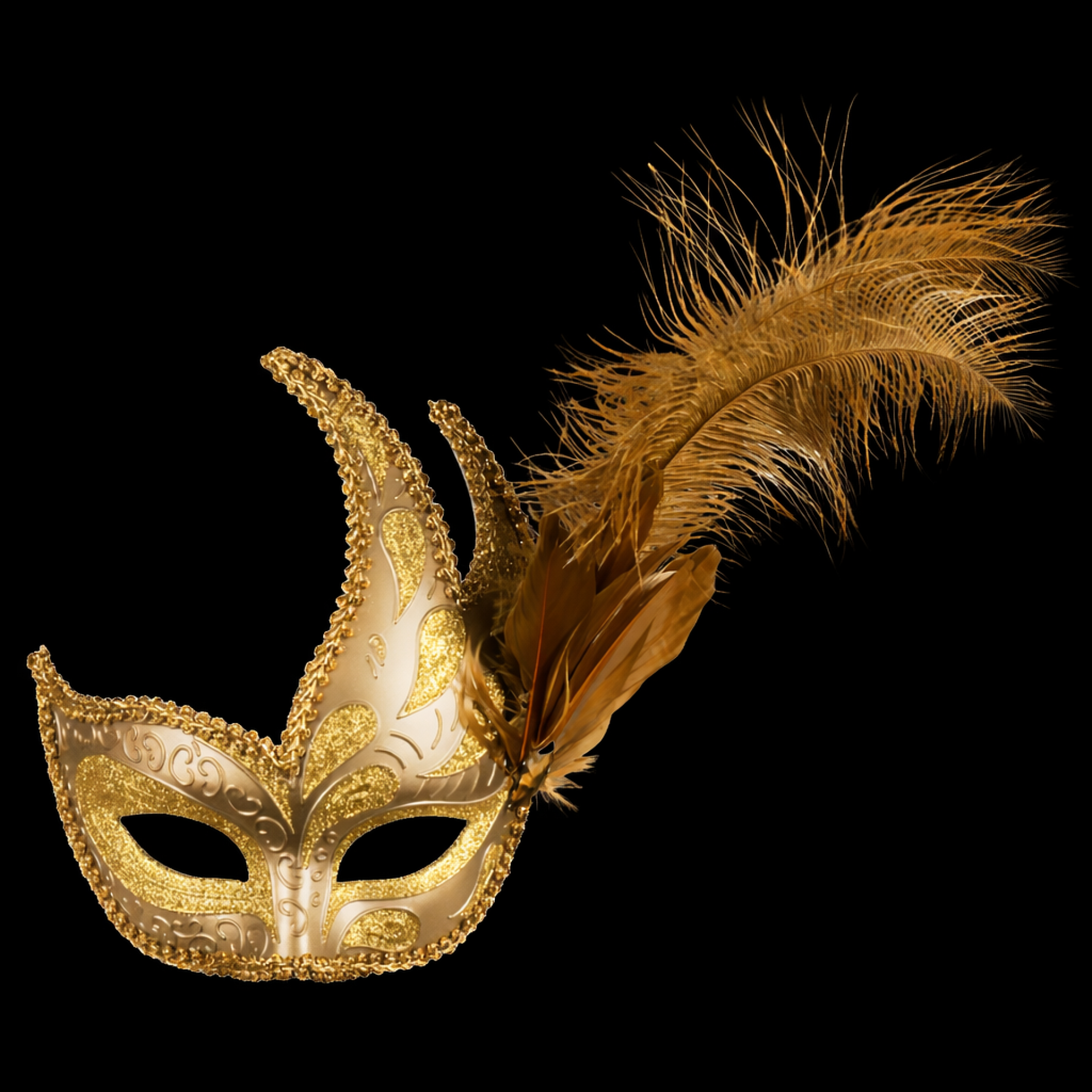 Venetiaans masker met veren goud