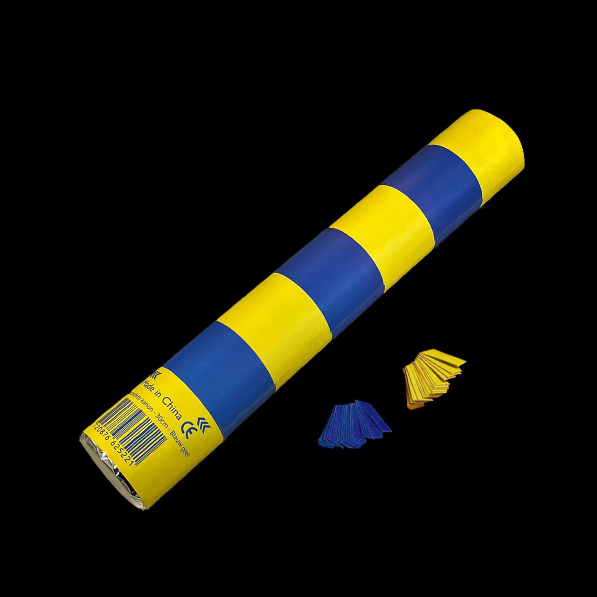 Fjesta confetti kanon 30cm blauw geel