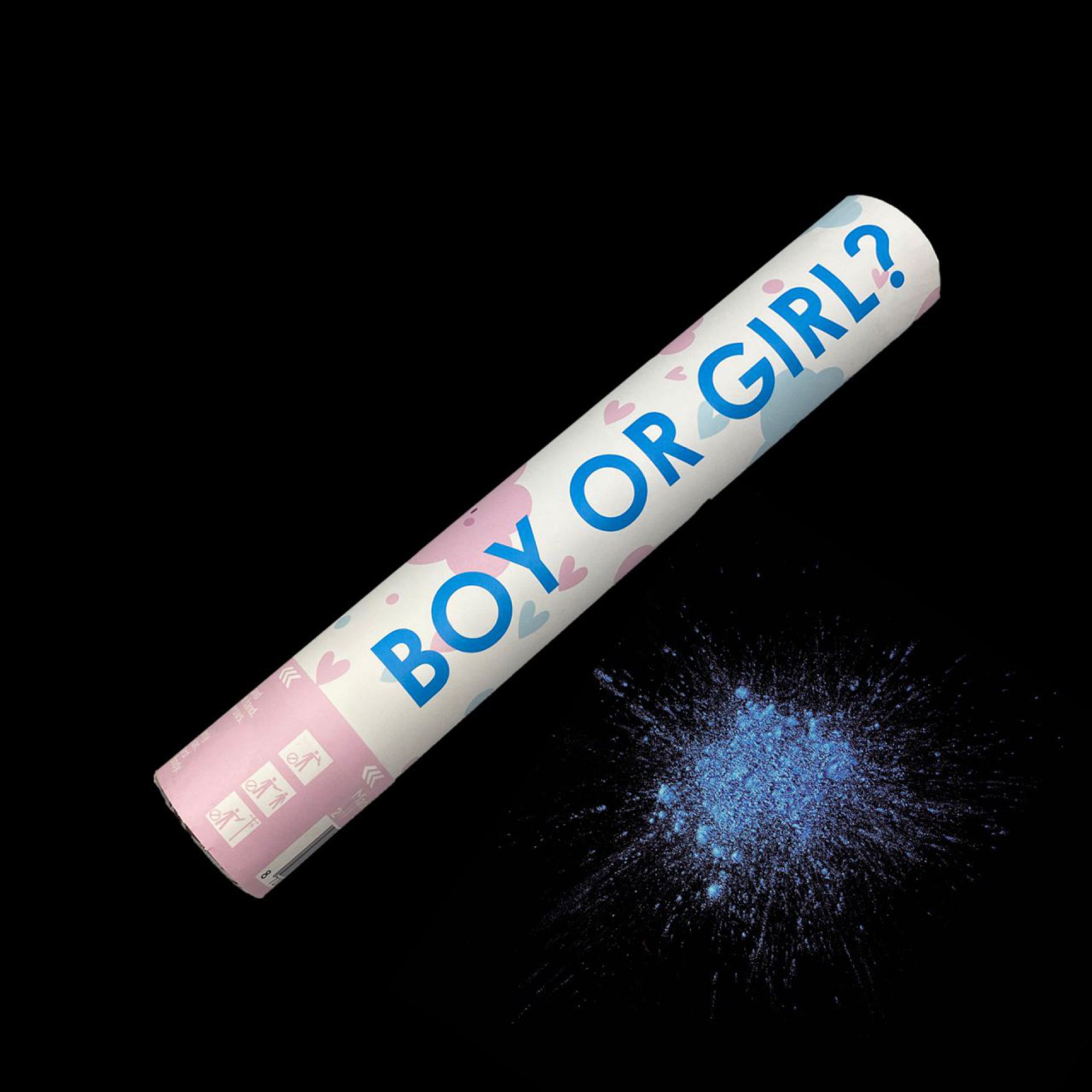 Fjesta poeder kanon render reveal blauw