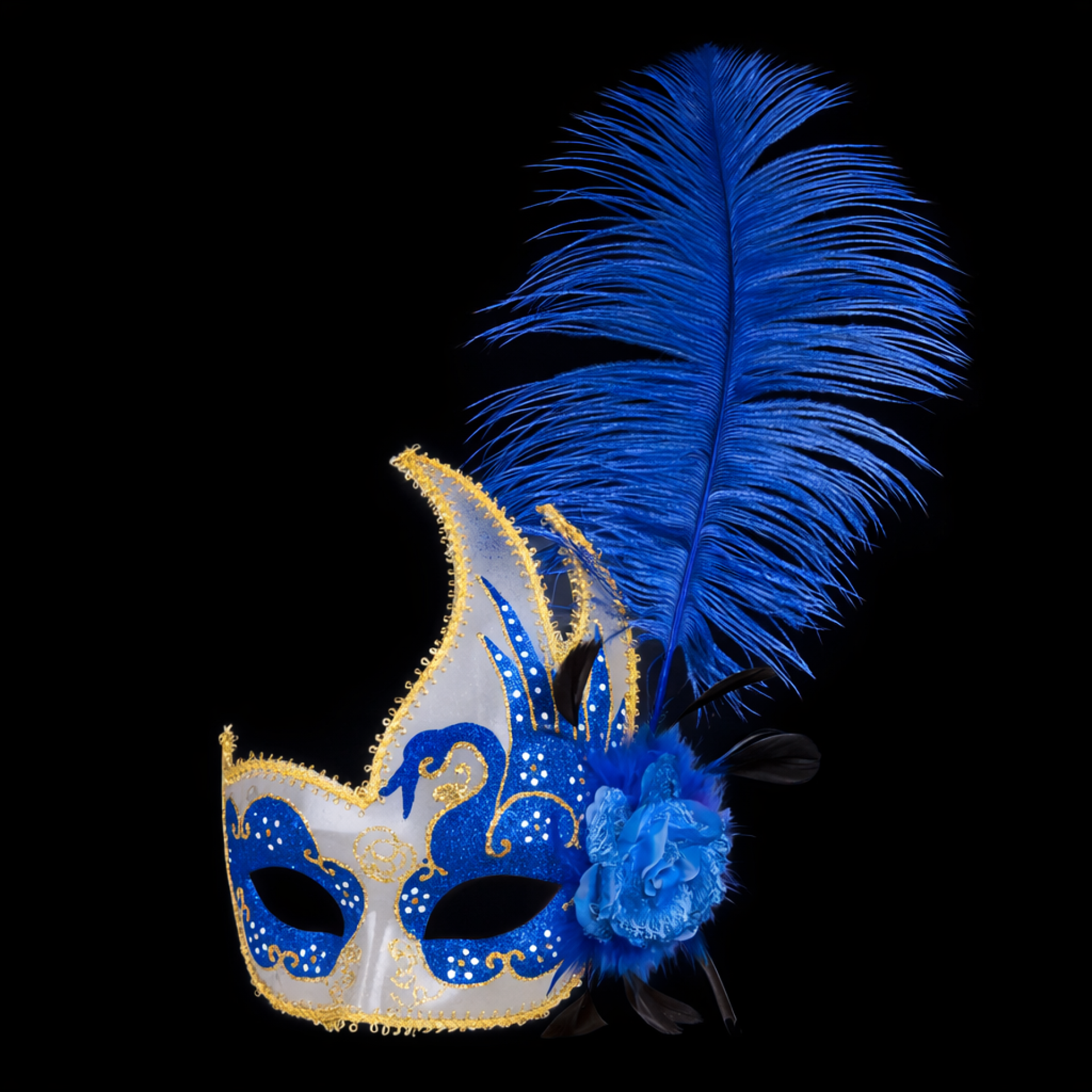 Venetiaans masker venice veren blauw