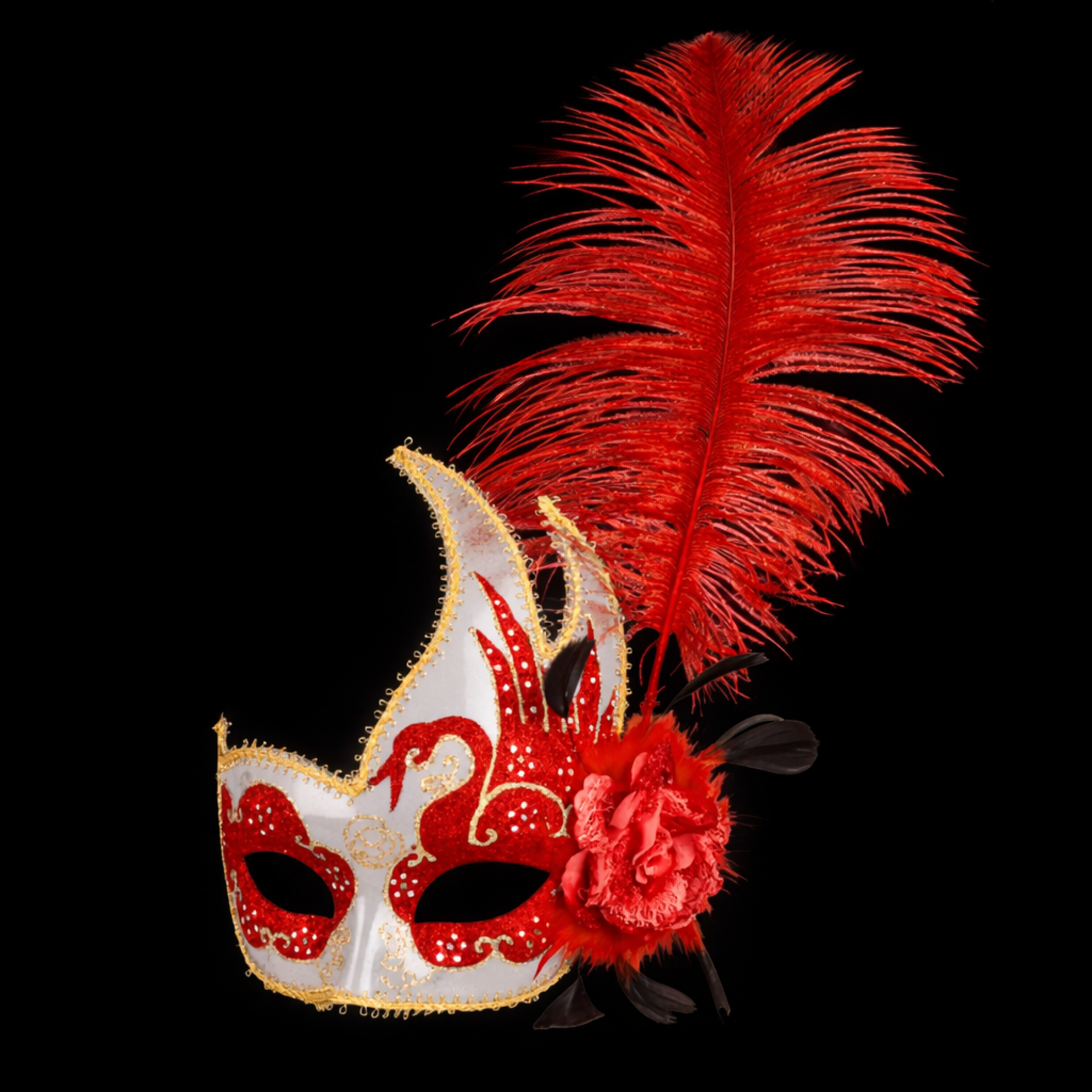 Venetiaans masker venice veren rood