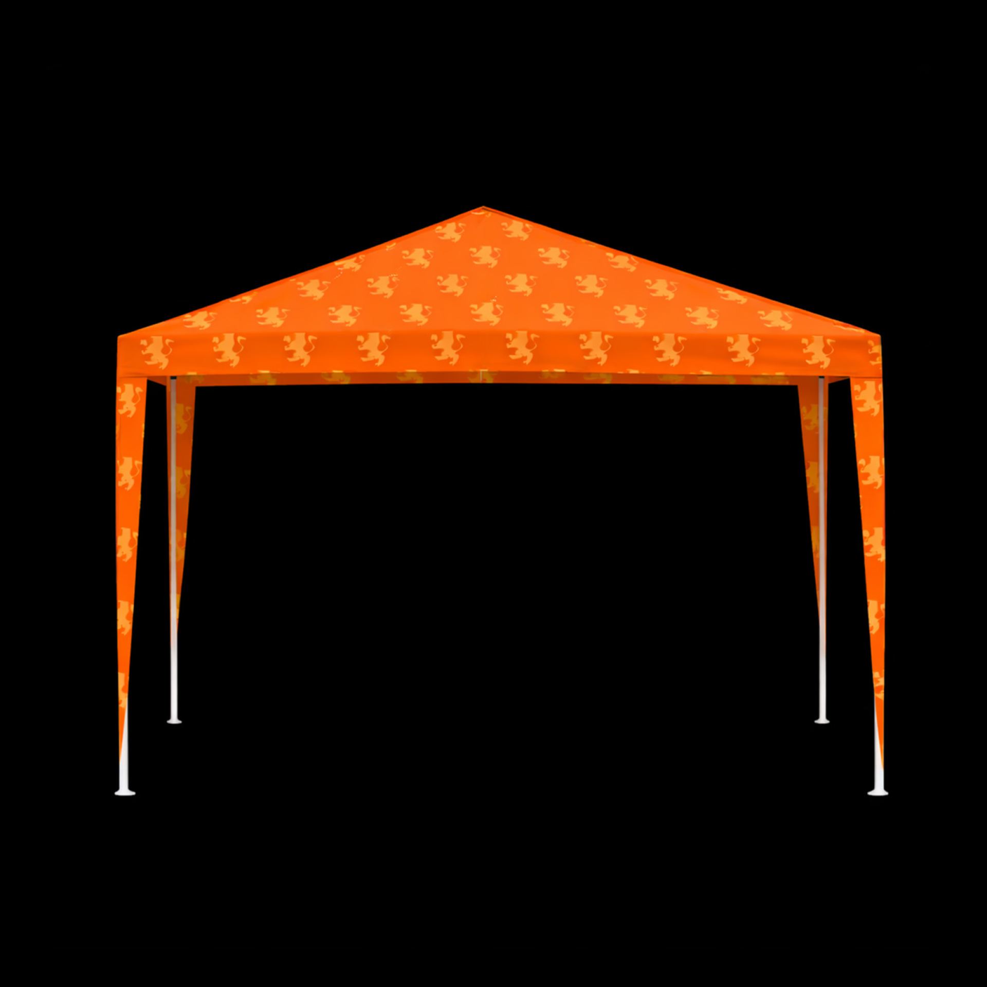 Partytent oranje met leeuwen