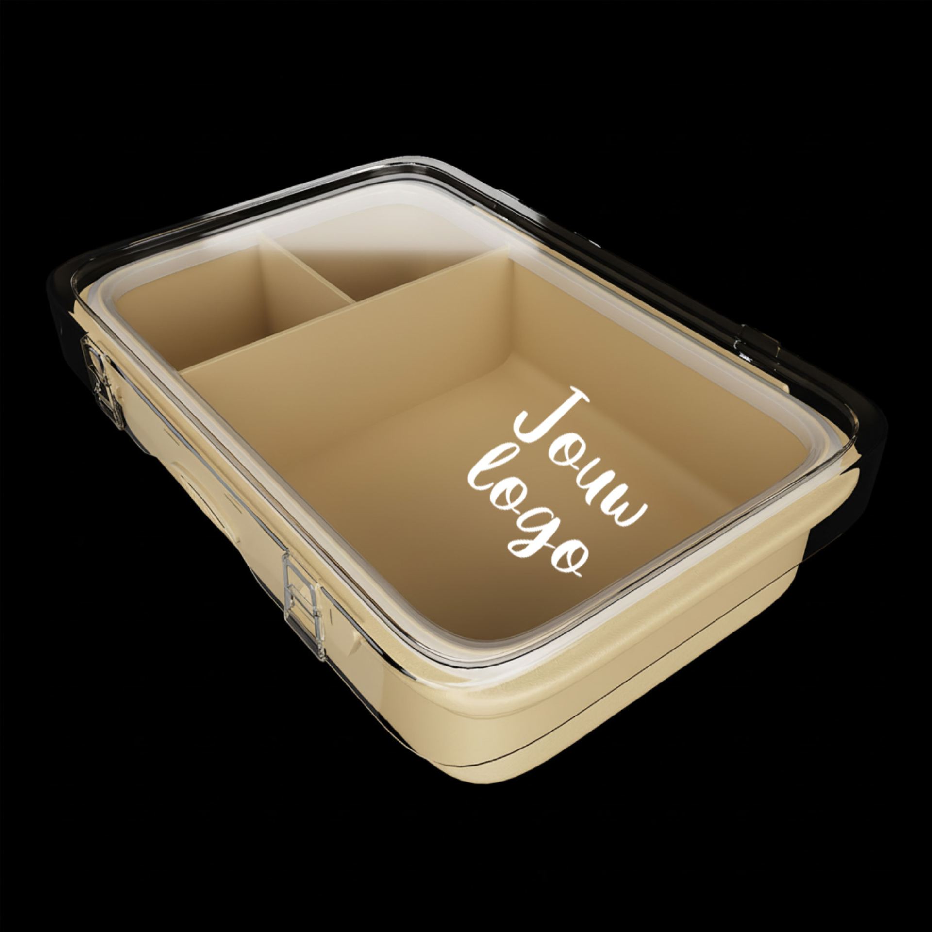 Broodtrommel bedrukken rechthoekig beige