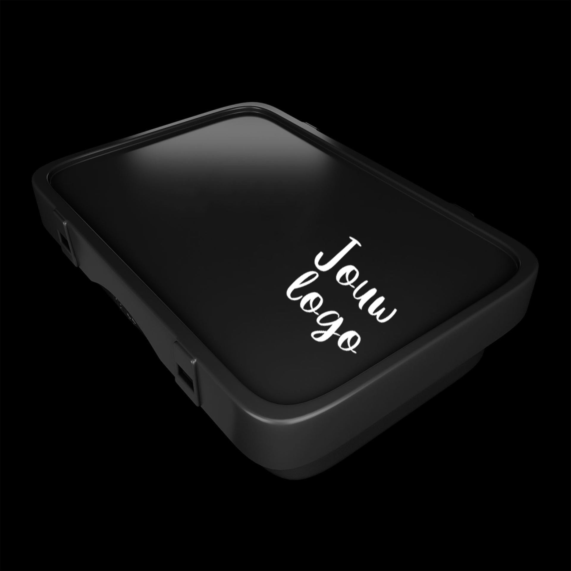 Broodtrommel zwart bedrukken rechthoekig