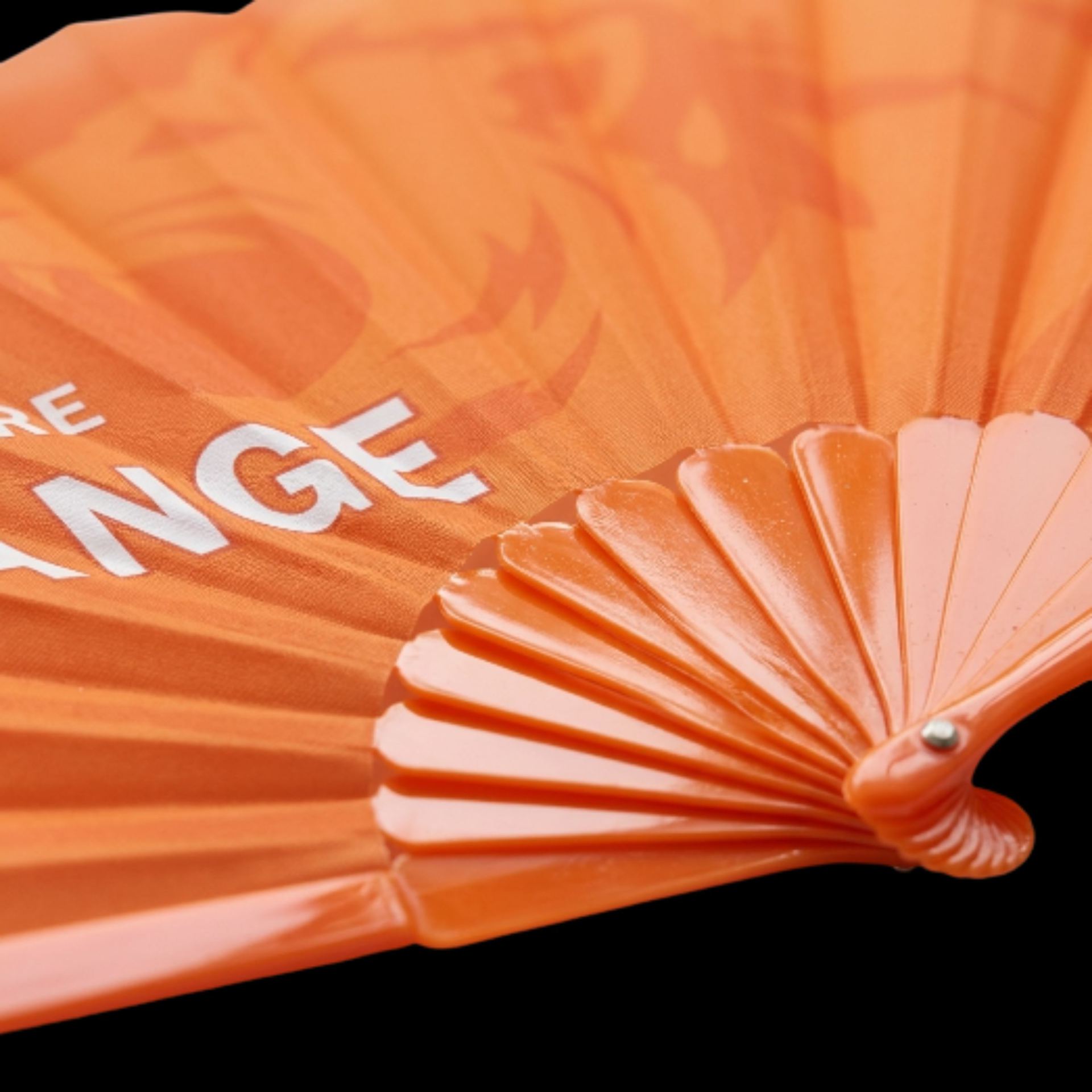 Oranje leeuw waaier plastic bedrukte stof