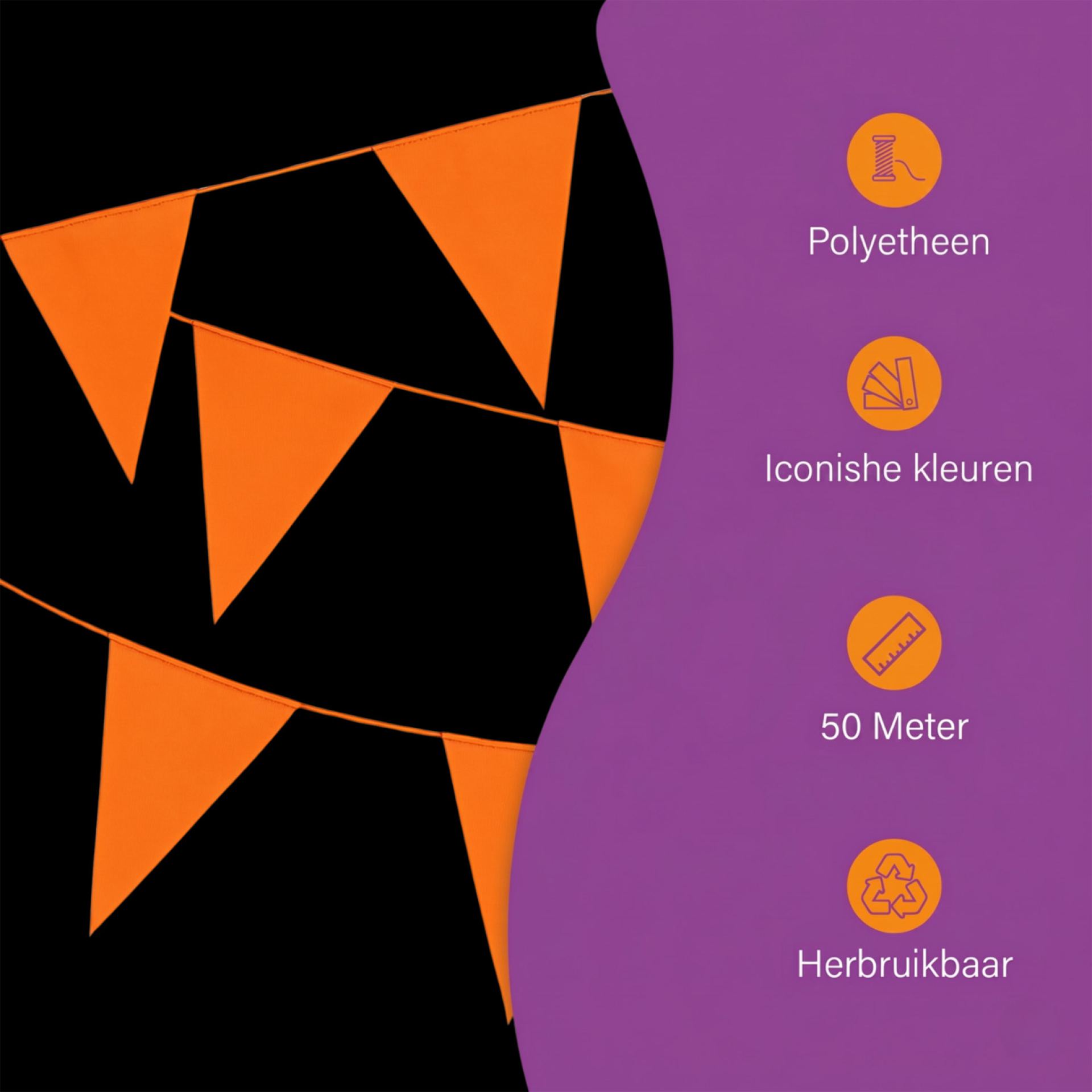 Goedkope oranje vlaggenlijn 50m