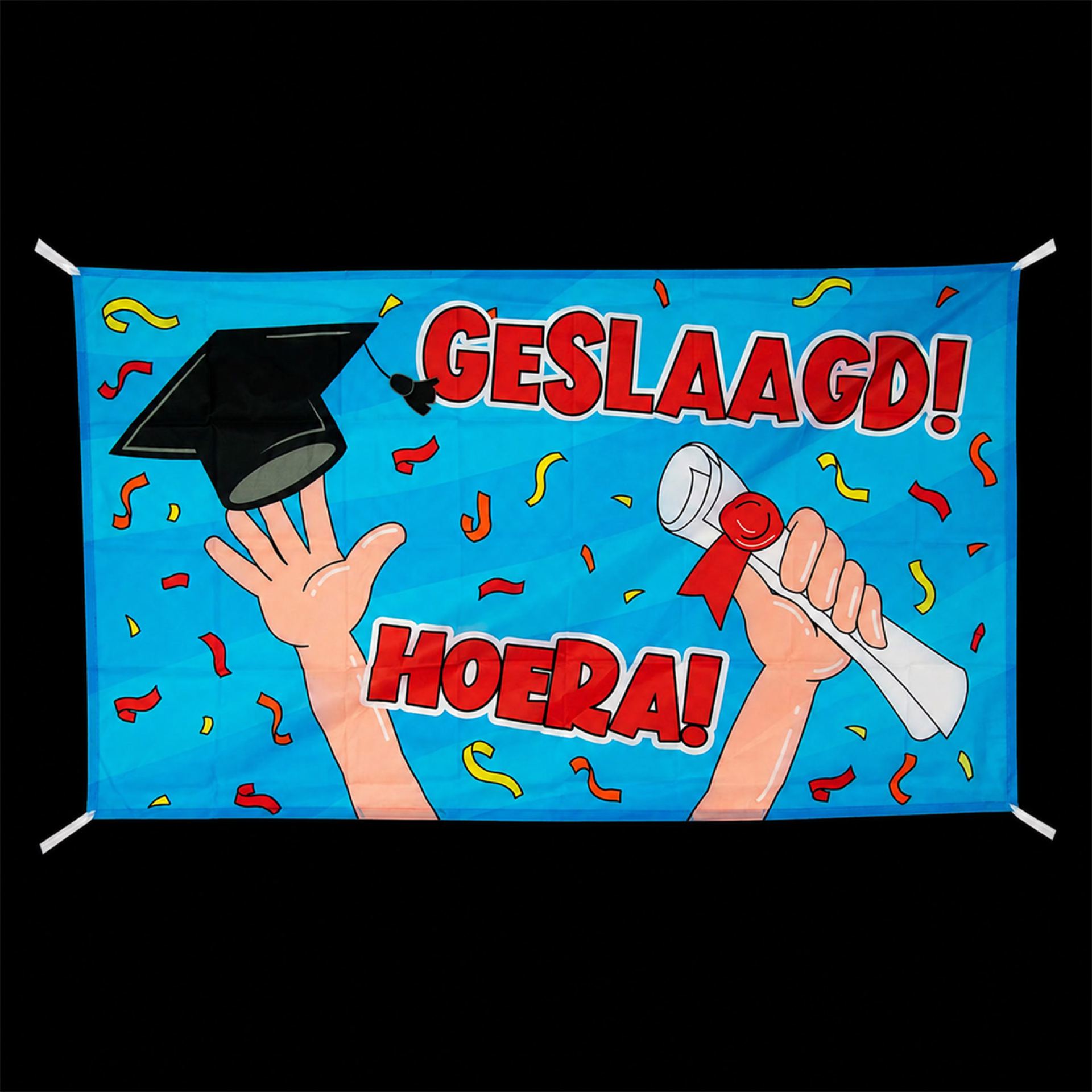 Gevelvlag cartoon geslaagd hoera