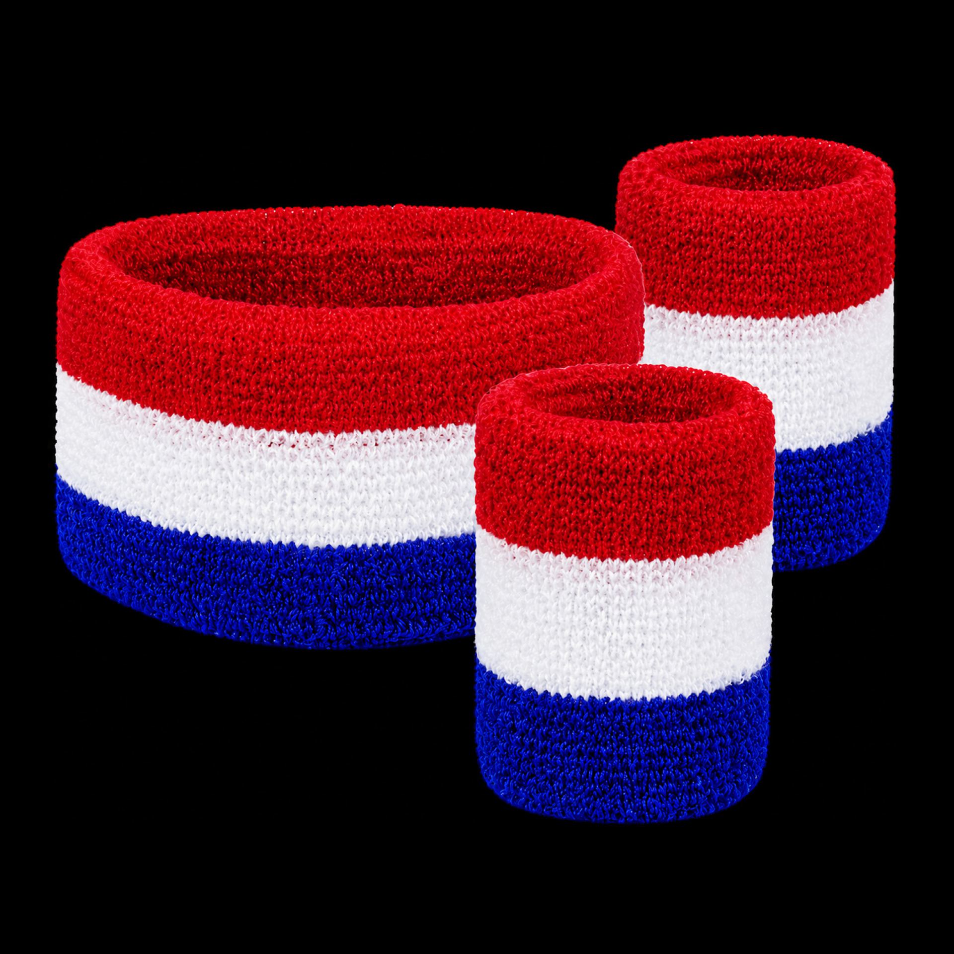 Rood wit blauwe zweetbandjes set
