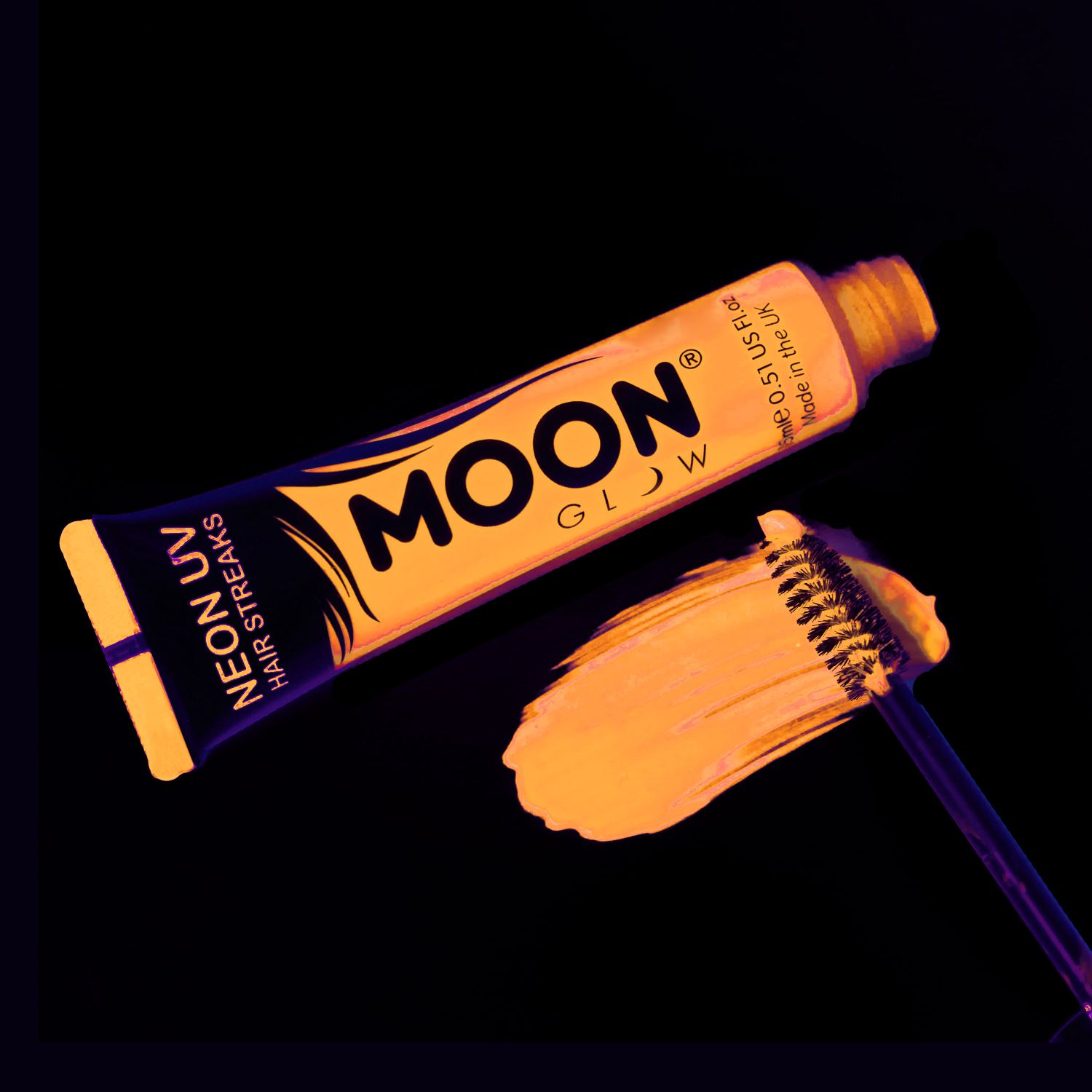 Lichtgevende haarmascara UV neon oranje