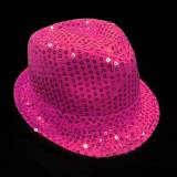 Roze pailletten hoedje glitterhoedje