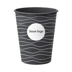 Kunststof koffiebeker IML bedrukt donkergrijs.jpg